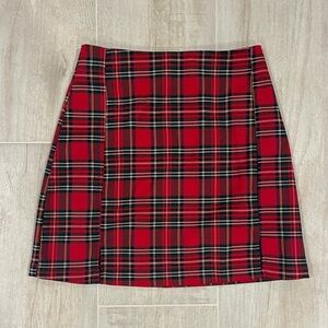 Brandy Melville Red and Green Plaid Mini Skirt